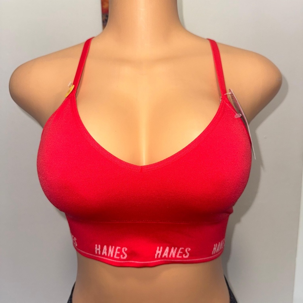 NWT Hanes Vibrant Red Women's Bralette size Medium (x2)